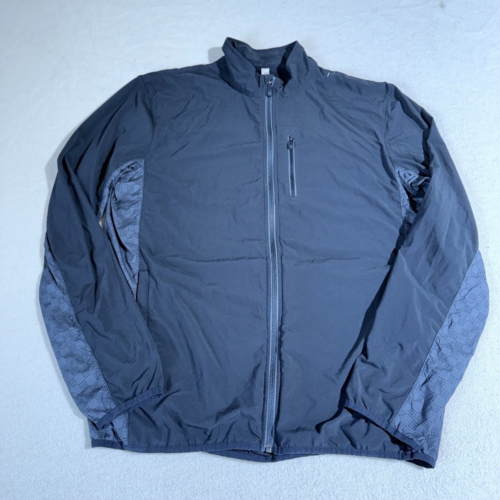 Lululemon Full Zip Athletic Jacket Size L Black Gray Mock Neck  Running Mens